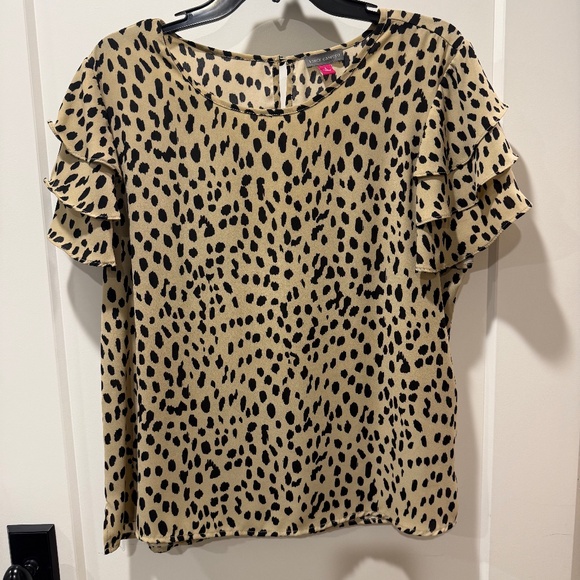 Vince Camuto Tan and Black Leopard Print Blouse - Picture 1 of 3
